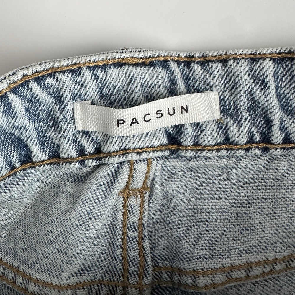 PacSun Mom Short Women's Size 29 High Rise Denim Jean Acid Wash Cuff Hem Cotton - Picture 4 of 9